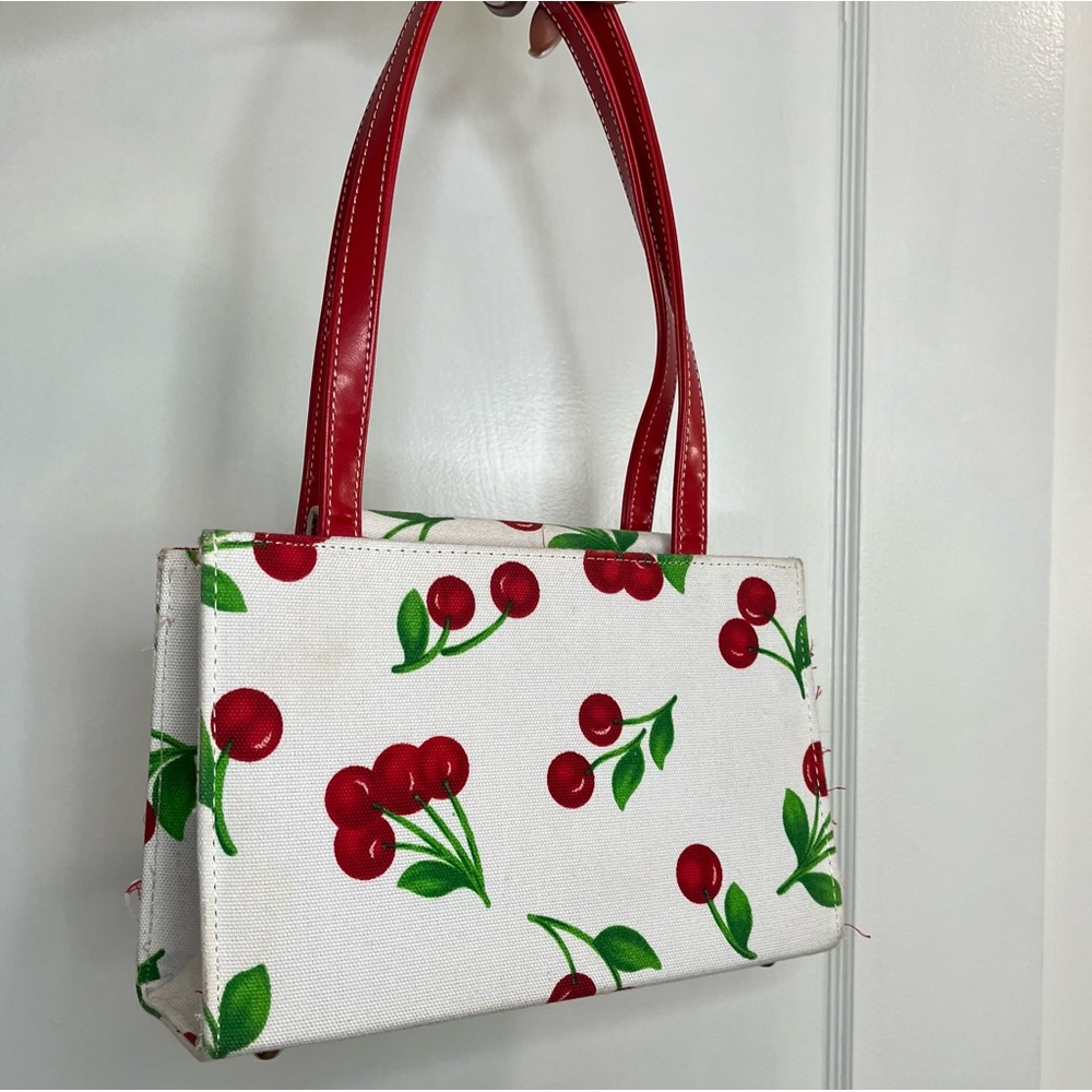 Vintage Y2K Kate Spade Canvas Cherry Print Shoulder Bag - Picture 13 of 16